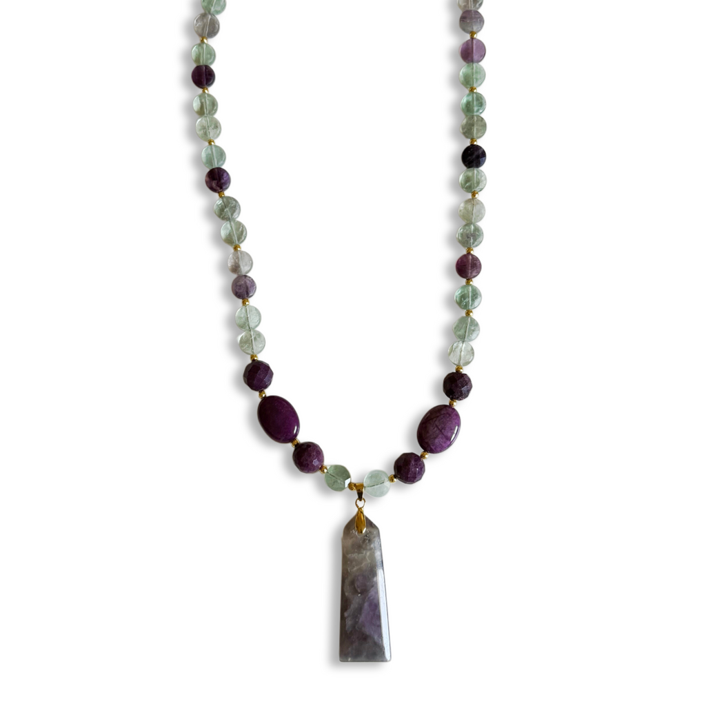 Fluorite & Amethyst Healing Necklace