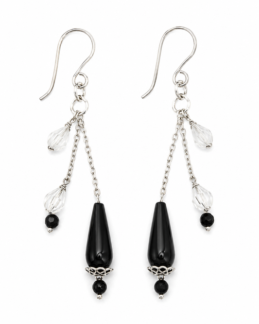 Midnight rain. 
Onix
Crystal 
Sterling Silver 925.